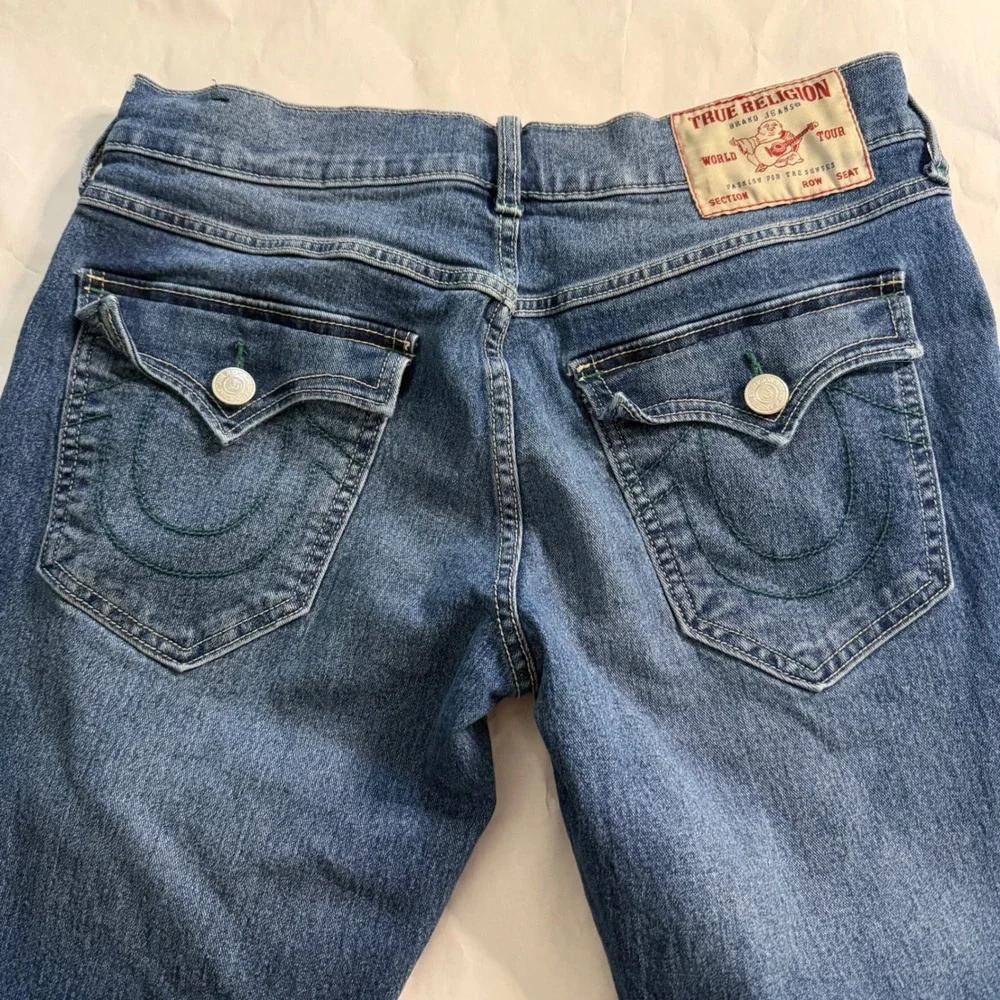 True Religion Geno Relaxed Slim Fit Mens Jeans‎ Blue Wash Flap Pockets Y2K 30x31